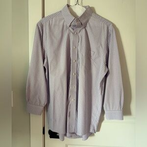 Brooks Brothers Madison purple checkered button up non iron cotton shirt 16.5 32